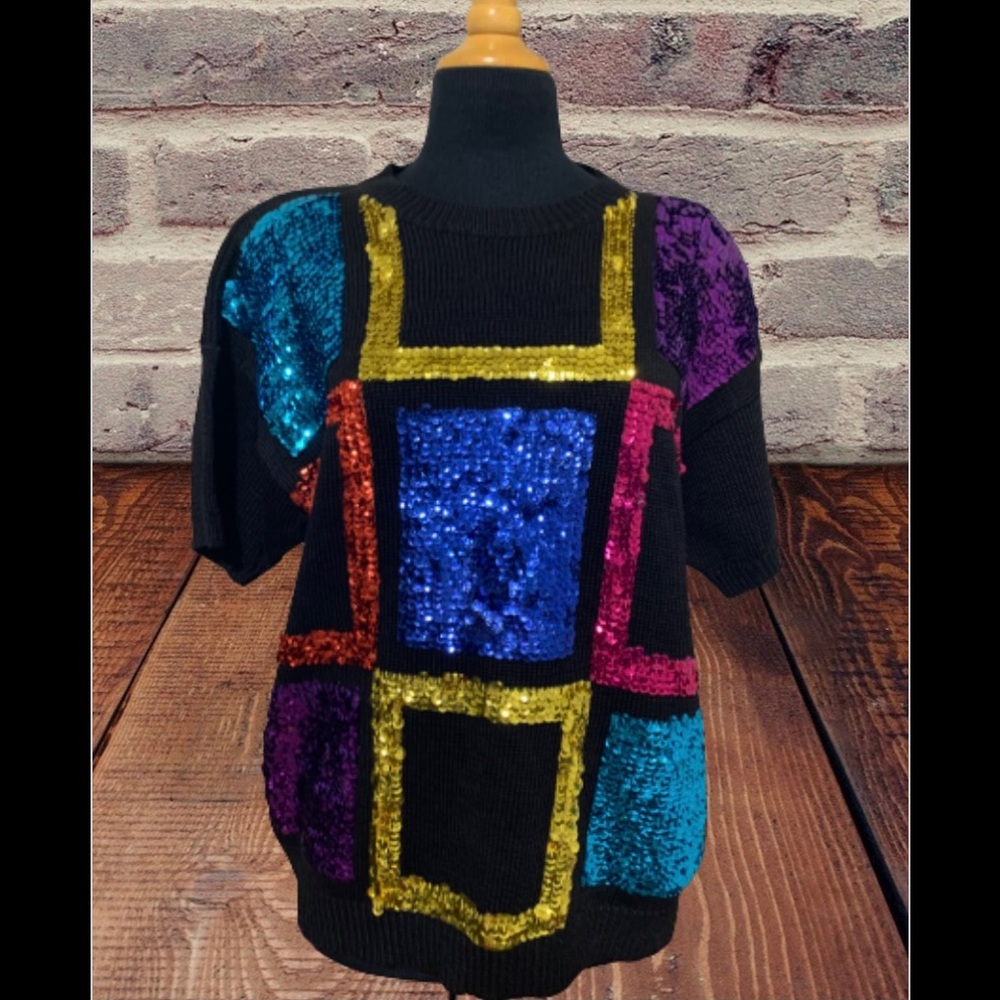 Women’s All Points 80s sequin sweater black large